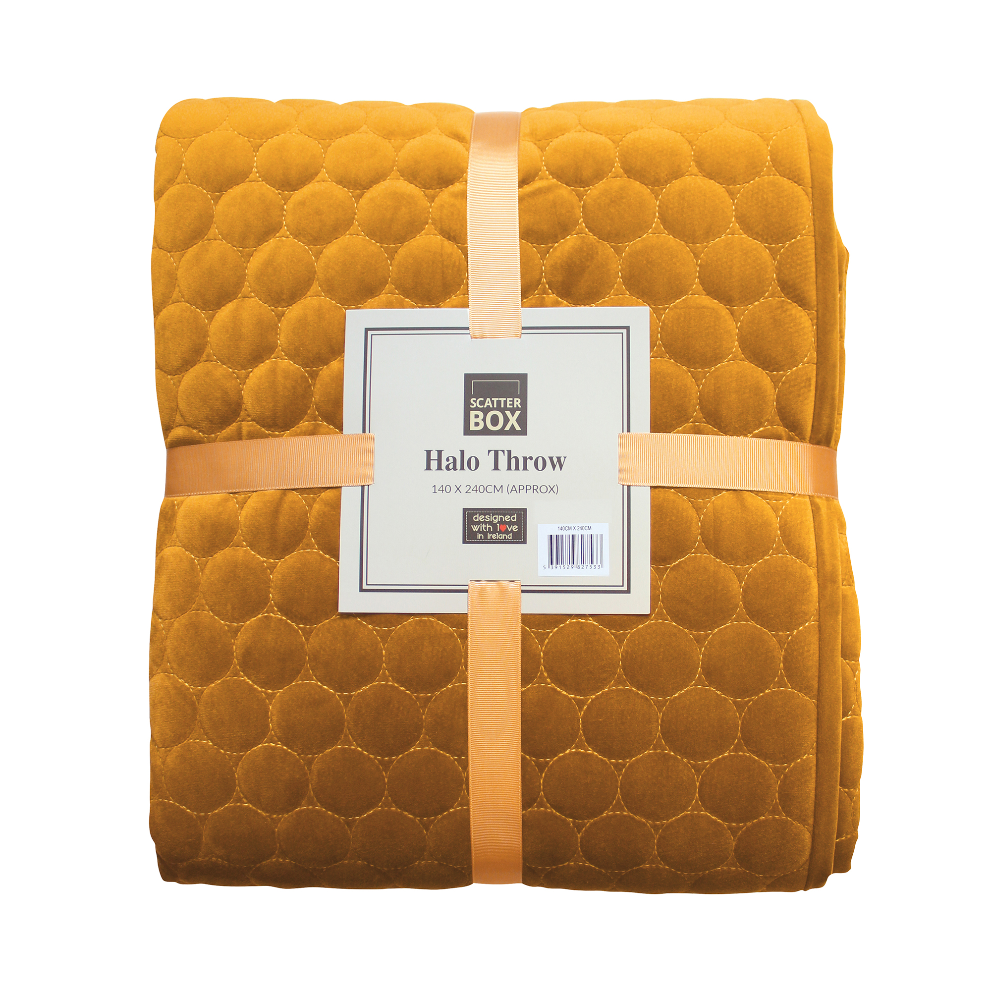 Halo Quilted Soft Luxury Throw In Ochre Yellow